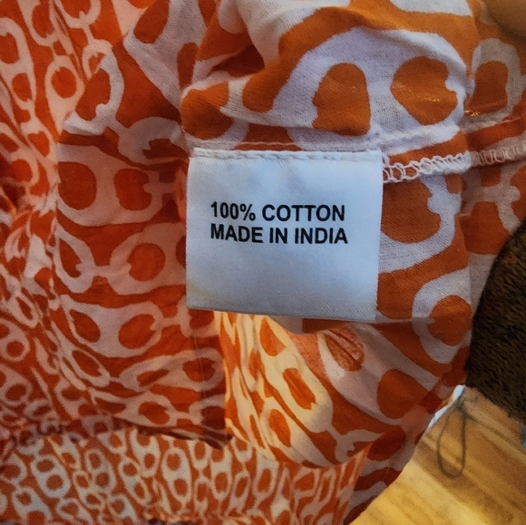 Mary Marshmallow long sleeve button geometric  Orange and White sizexl beach - Picture 3 of 9